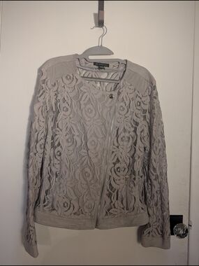 INC International Concepts Lace Moto Jacket in Gray XL